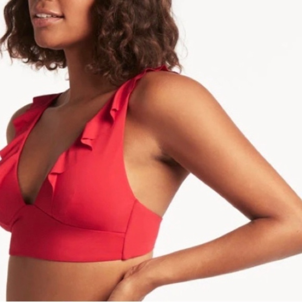 Sea Level Swim Red Ruffle Bikini Top - Size 4 - Picture 2 of 8